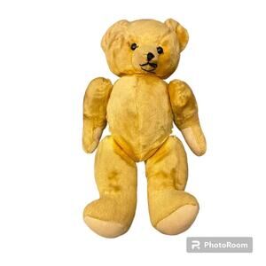 antique teddy bear plush yellow with moving arms and legs velvet